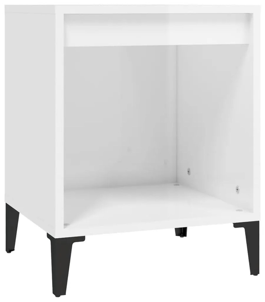 Comodini 2 pz in Bianco Lucido 40x35x50 cm