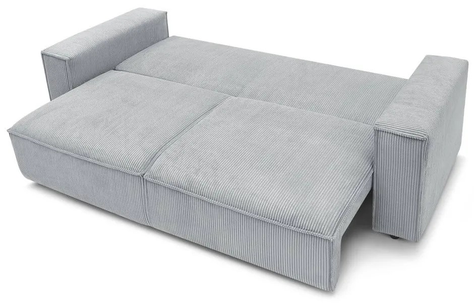 Divano letto in velluto a coste grigio chiaro 245 cm Nihad - Bobochic Paris