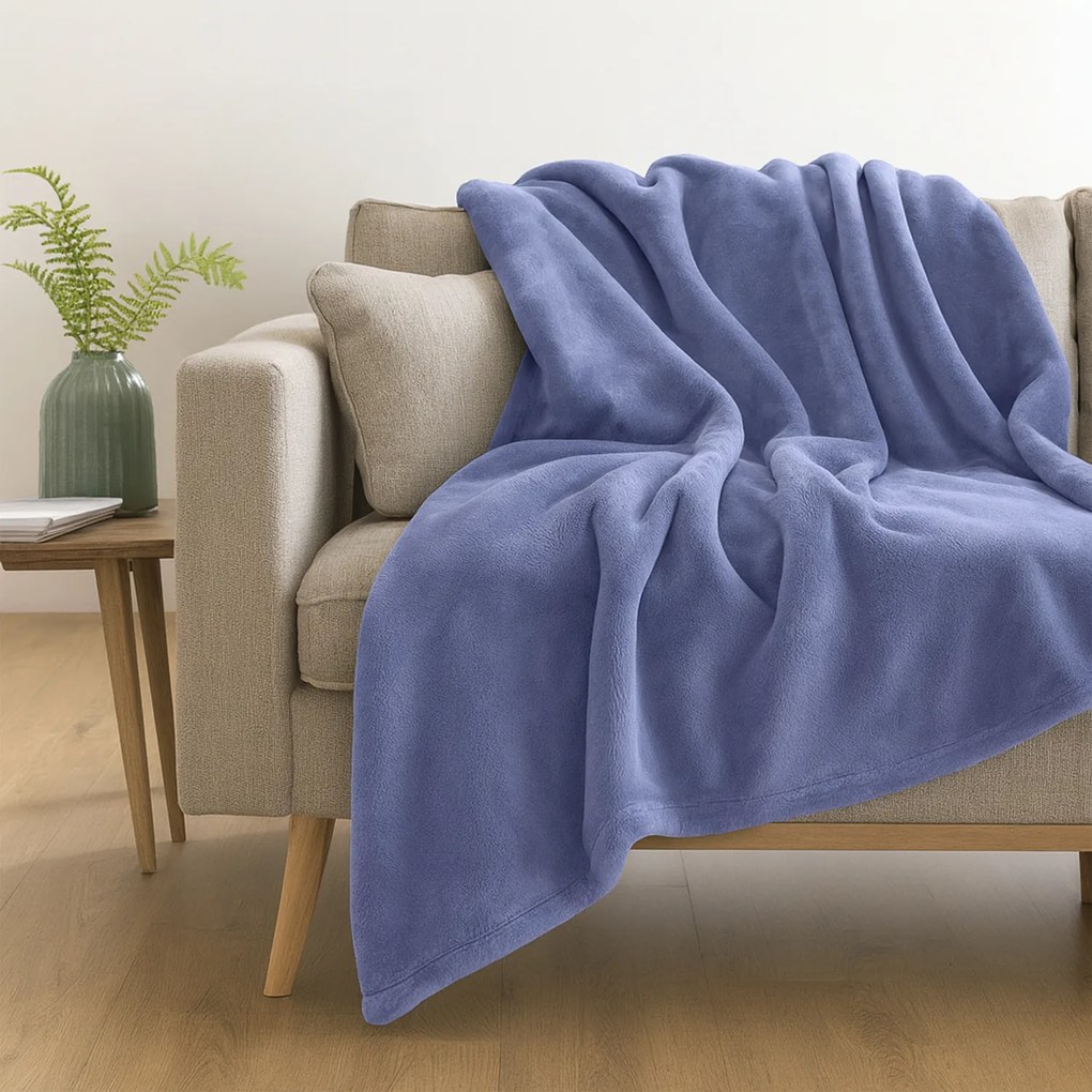 Coperta plaid 130x160 blu avio Flannel