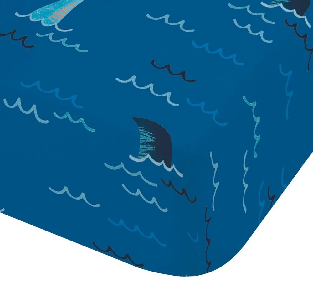 Lenzuolo con angoli per bambini blu per letto matrimoniale 135x190 cm Jawsome Shark – Catherine Lansfield
