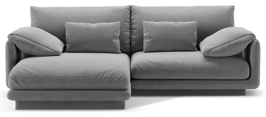 Divano angolare in grigio chiaro (con penisola a sinistra/con chaise lounge) con rivestimento in velluto Torino – Micadoni