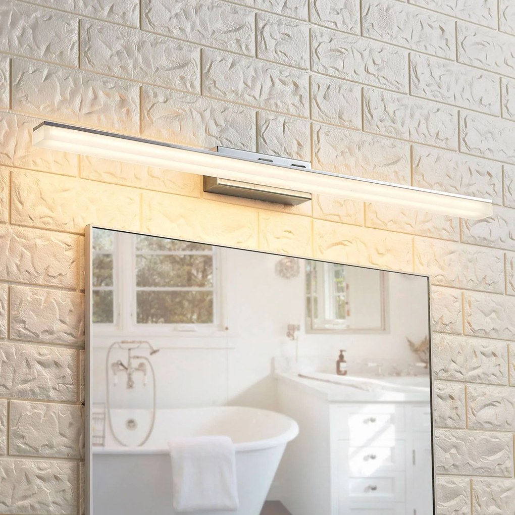 Lucande Applique LED per il bagno Julie, 75 cm, cromo, metallo, IP44