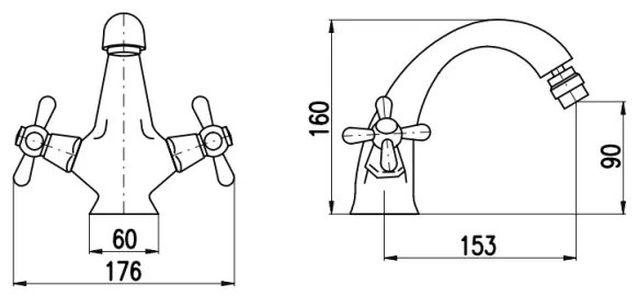 RAV Slezák MK143.0SM - Miscelatore monocomando per bidet + scarico MORAVA RETRO 16 cm in ottone antico