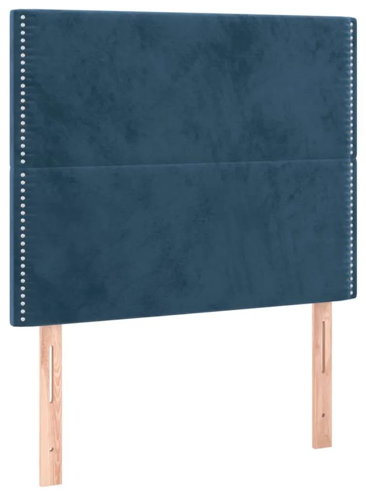 Giroletto a Molle con Materasso Blu Scuro 90x200 cm in Velluto