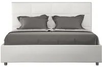 Letto matrimoniale con rete imbottito 160x190 similpelle bianco Mika