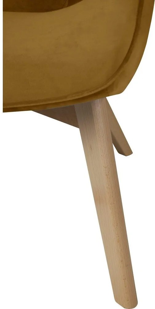 Poltrona con poggiapiedi color senape con rivestimento in velluto Niko – Ropez