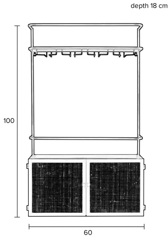 Portabottiglie in rattan nero 18x100 cm Guuji - White Label