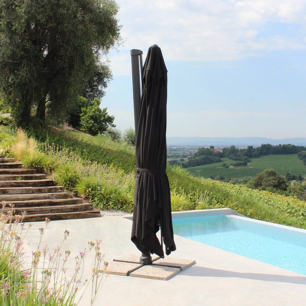 DRAX - ombrellone 3x3 m con palo laterale e telo in nylon