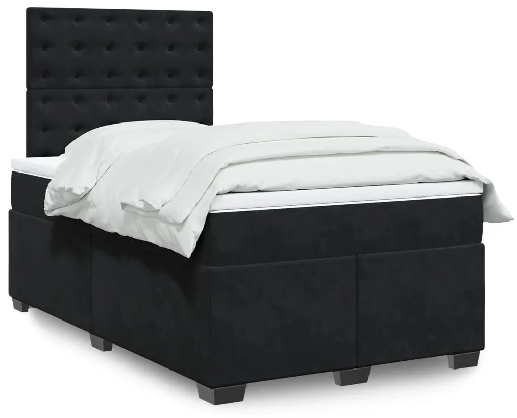 Giroletto A Molle Con Materasso Nero 120x200 Cm İn Velluto /