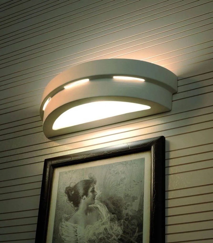 Applique da Parete in Gesso-Ceramico HELIOS E27 Pitturabile da Interno