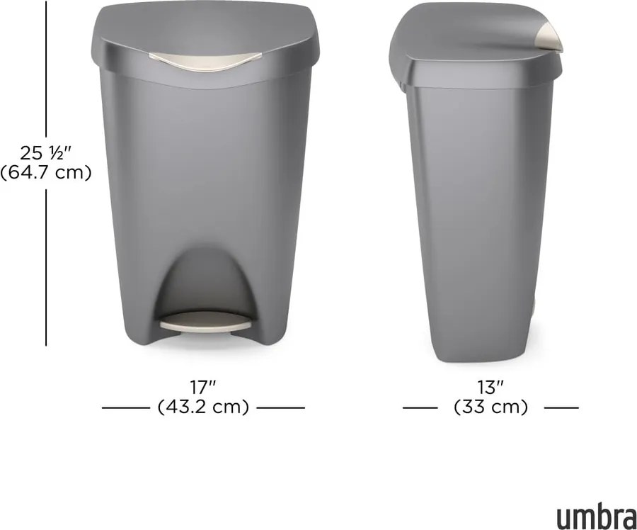 Bidone in plastica grigio 50 l Brim - Umbra