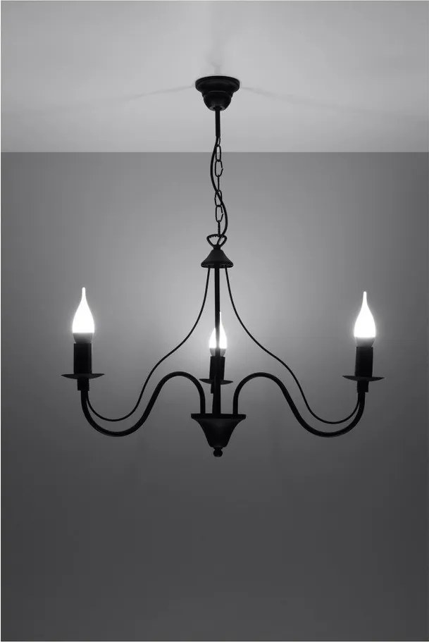 Lampadario nero in metallo ø 60 cm Fiorano – Sollux