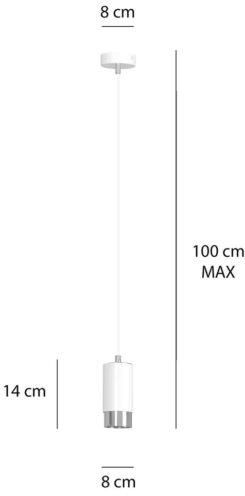 Sospensione Moderna 1 Luce Ivar A Cilindro In Acciaio Bianco E Cromo