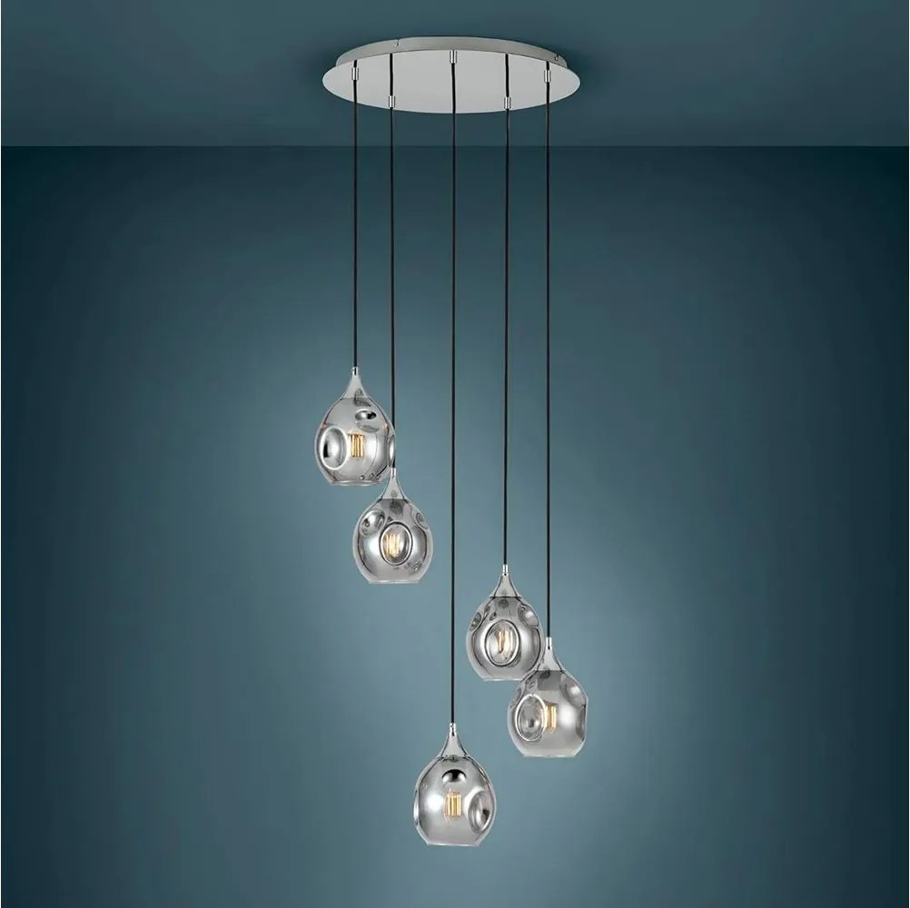 Eglo 39682 - Lampadario a sospensione BREGALLA con cavo 5xE27/40W/230V nero/fumé