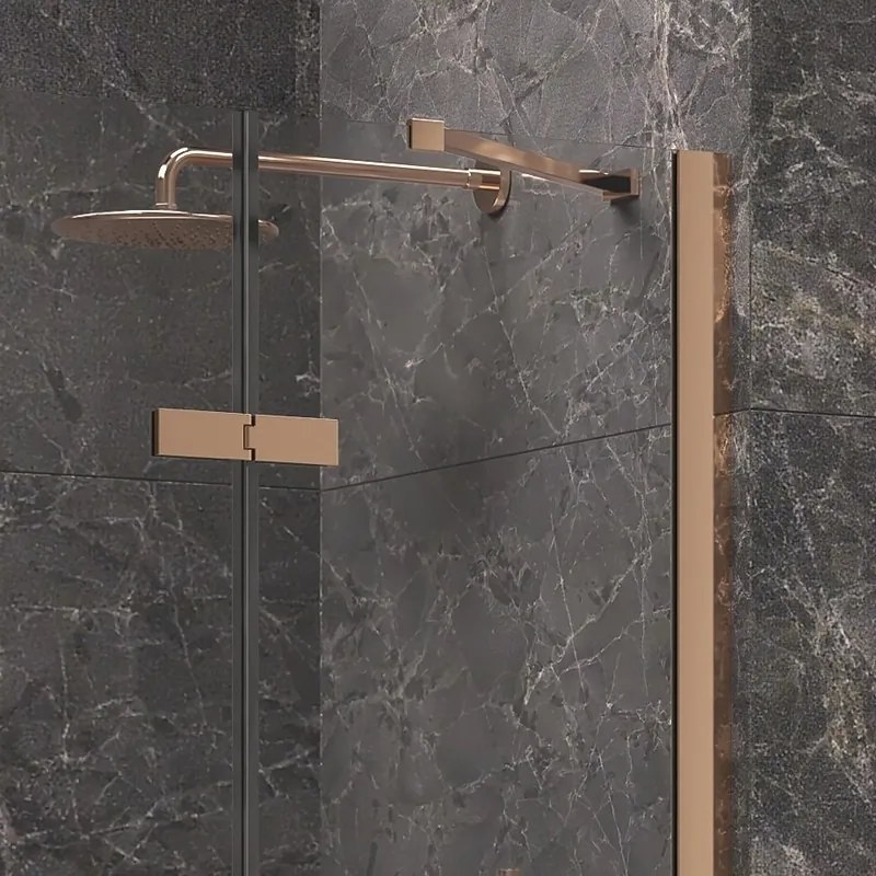 Box doccia 80x70 telaio colore rame porta battente laterale fisso 80cm | KT5000RG - KAMALU