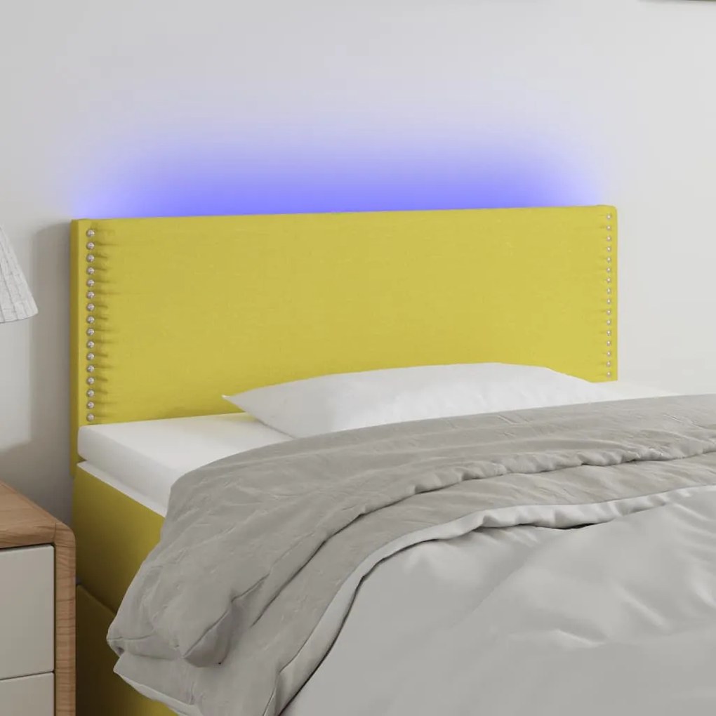 Testiera A Led Verde 100x5x78/88 Cm İn Tessuto /