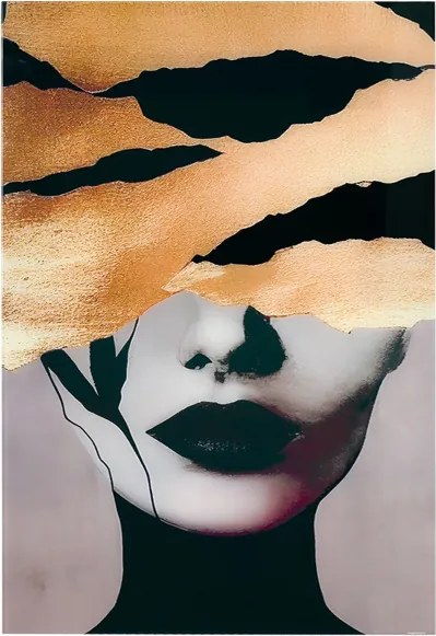 Quadro in vetro temperato 60x100 cm moderno - Donna misteriosa