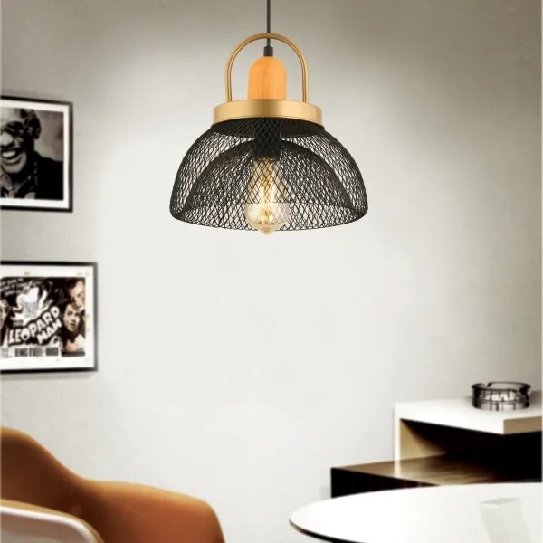 Lampadario a sospensione MONZA 1xE27/40W/230V Ø 29 cm nero/oro