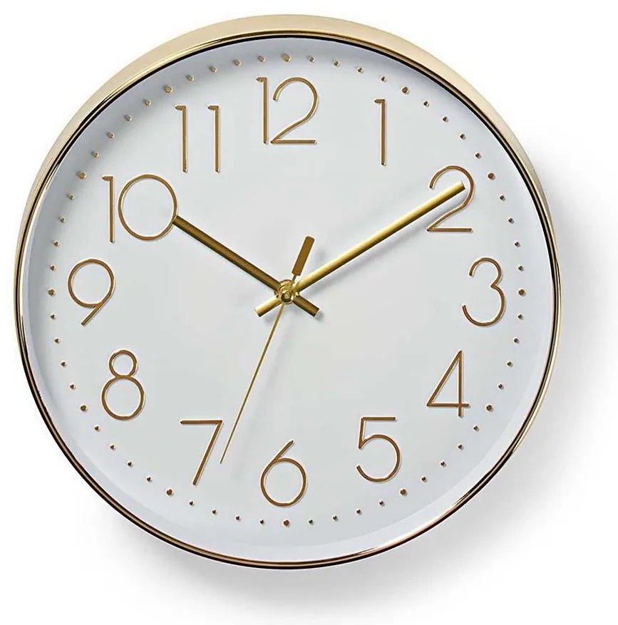 Nedis CLWA015PC30GD - Orologio da parete 1xAA bianco/dorato