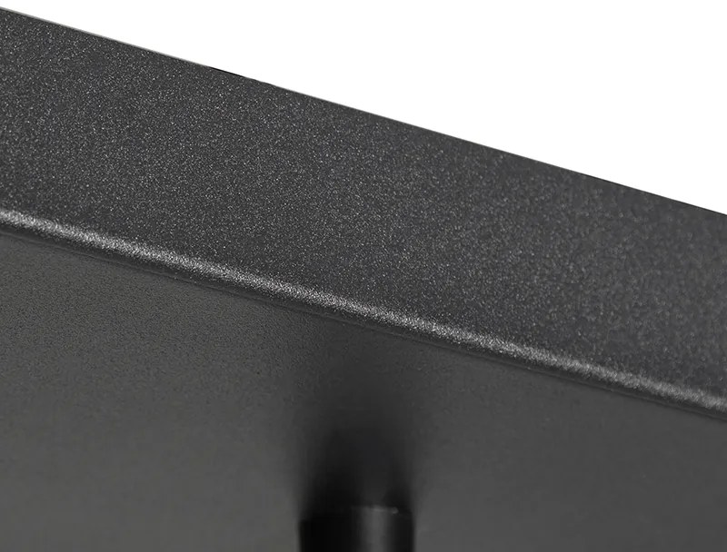 Lampadario Art Déco nero con vetro fumé 8 luci - Sandra