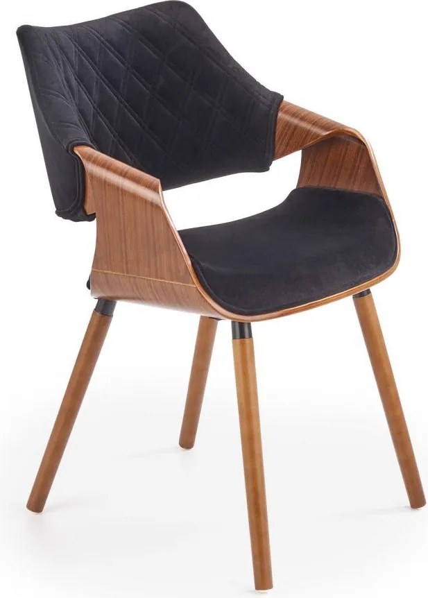 Sedia K396 in tessuto vellutato noce nero