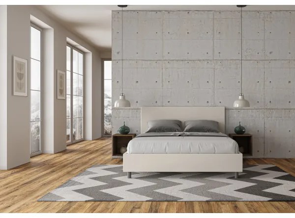 Letto senza rete imbottito 160x190 similpelle bianco Adele