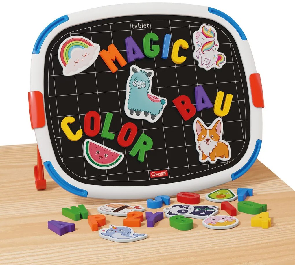 Lavagna magnetica bifacciale con lettere e numeri - 58 magneti