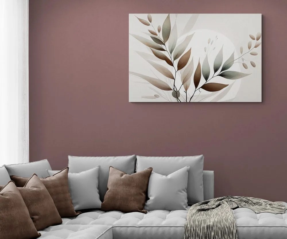 Stampa su tela – Foglie minimaliste in design boho