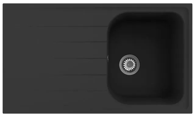 Lavello sopratop 1 vasca con gocciolatoio laterale destro o sinistro DELINIA Elbe quarzo L 50 x L 86 cm nero