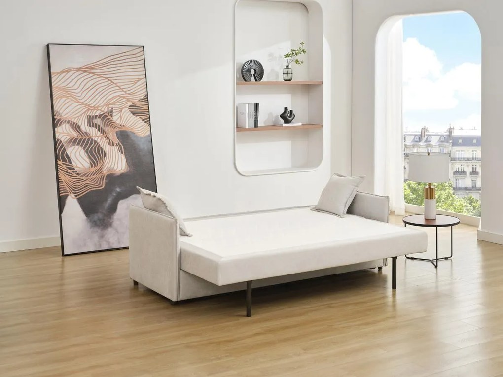 Divano letto 3 posti con seduta memory foam in Tessuto Beige - SERABA