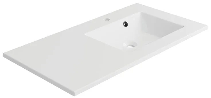 Lavabo a incasso rettangolare vasca a destra Neo L 91 x H 11.2 x P 48.5 cm in composito minerale di resina gelificata bianco lucido