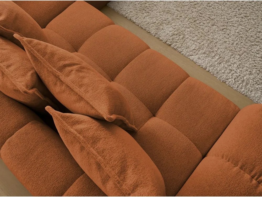 Divano angolare color terracotta allungabile e con contenitore (penisola a destra/a L) con rivestimento in ciniglia Everest – Bobochic Paris