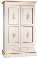 Armadio 2 porte legno shabby bianco e decori arancioni 125x61x200