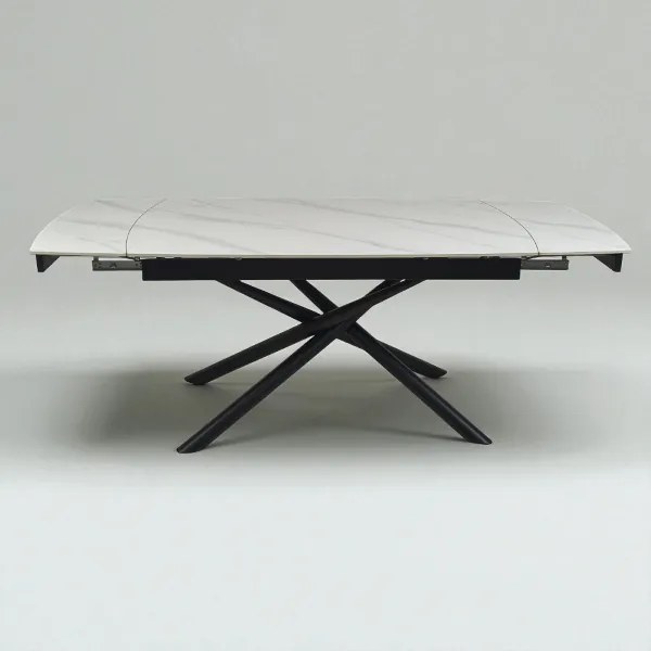 Tavolo allungabile 140-200x90 cm piano marmo bianco e gambe nere - VERAL