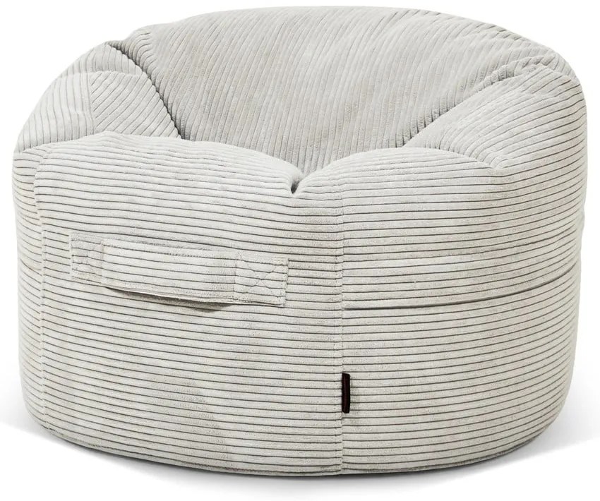 Pouf a sacco per bambini color crema con rivestimento in velluto a coste Roll 80 – SLOWDOWN