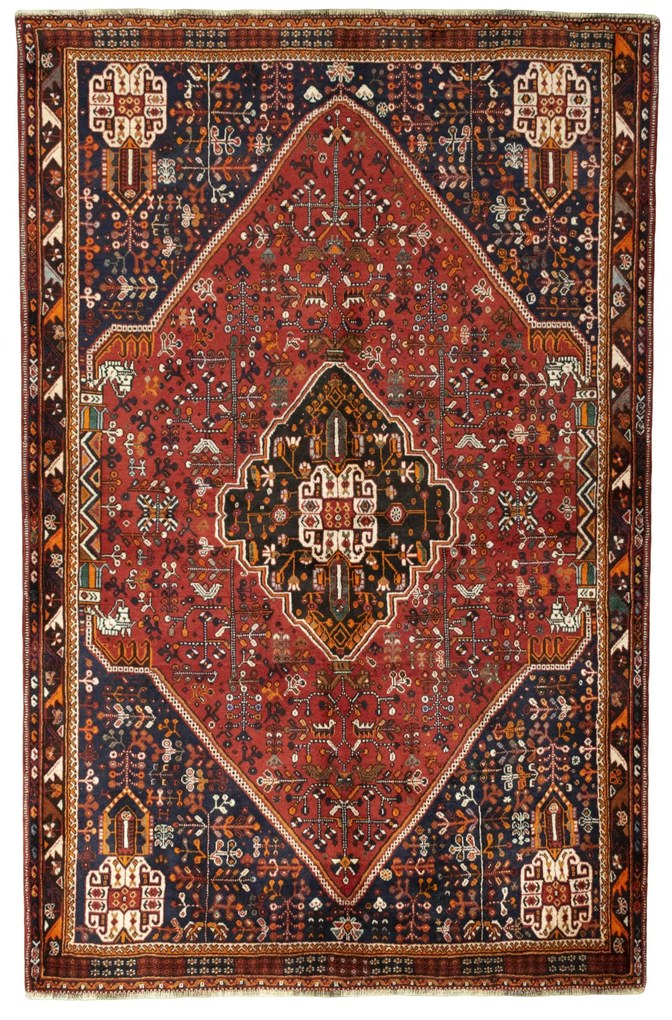 Shiraz Tappeto 170x260 Rosso (Iran) Annodato A Mano