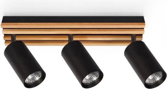Brilagi - Faretto SELE WOOD 3xGU10/30W/230V nero/legno