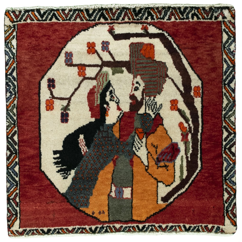 Gabbeh Tappeto 60x60 Rosso (Iran) Annodato A Mano