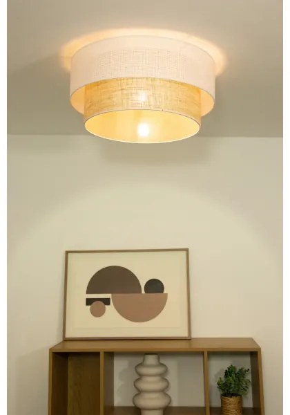 Plafoniera BORHO 1xE27/60W/230V Ø 40 cm bianco/iuta