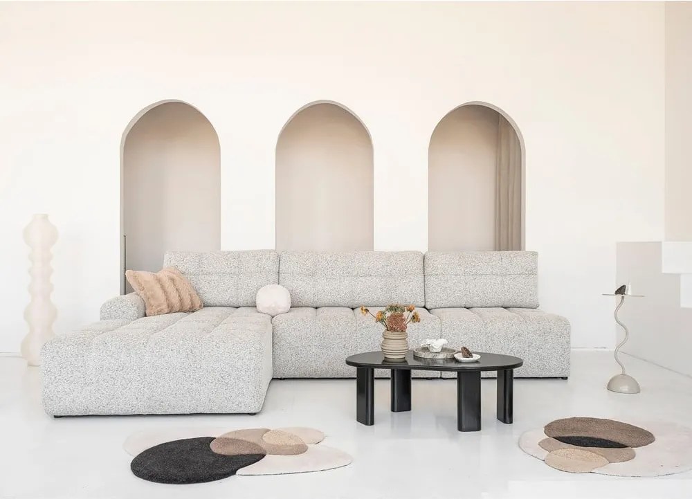 Divano angolare componibile beige allungabile/con contenitore (con penisola a sinistra) Lulu – Miuform