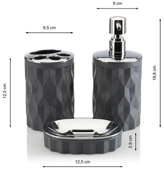 Set da bagno REINA 5 pz antracite/cromo