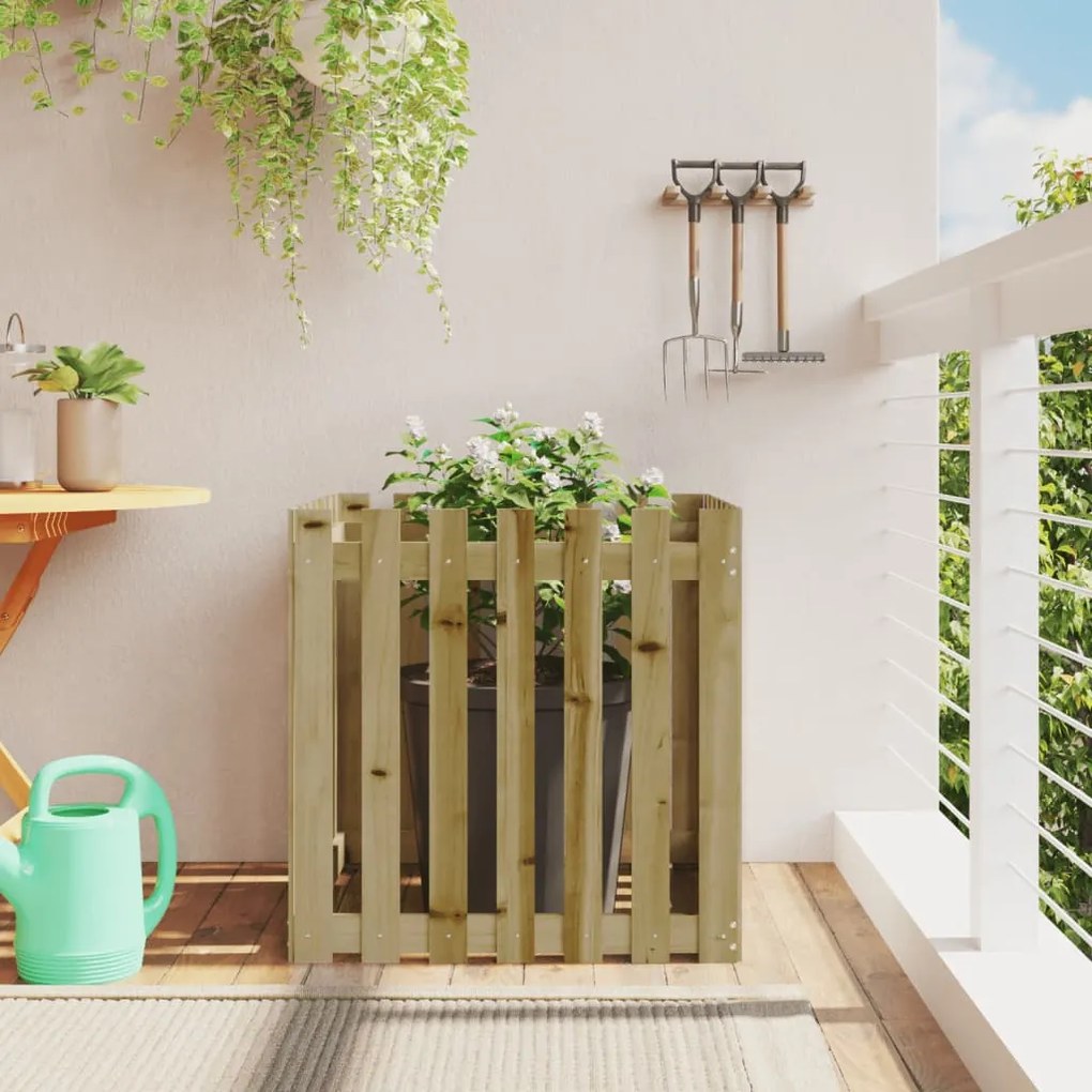 Fioriera Giardino A Recinzione 70x70x70 Cm İn Pino Impregnato /
