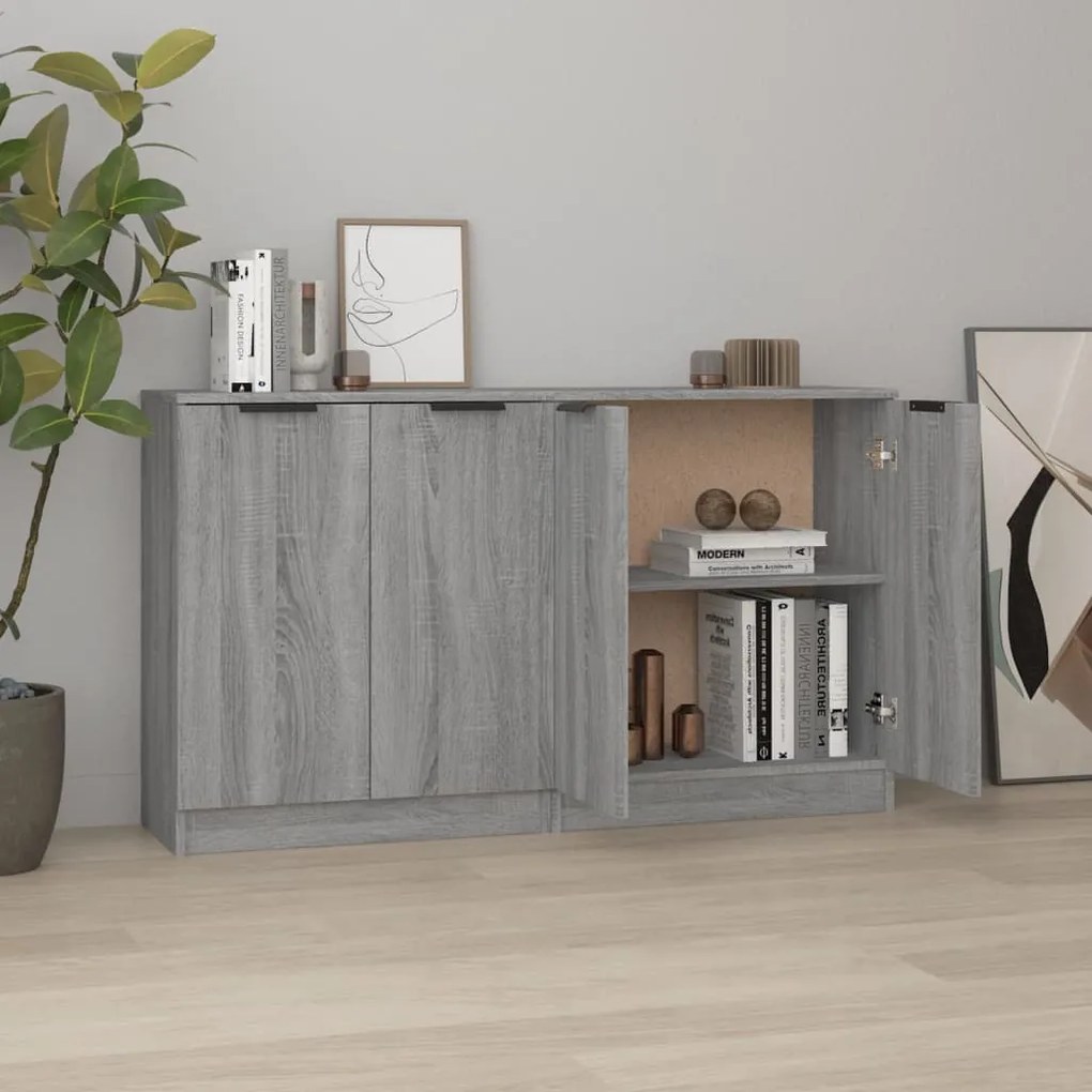 Credenze 2 pz grigio sonoma 60x30x70 cm in legno multistrato