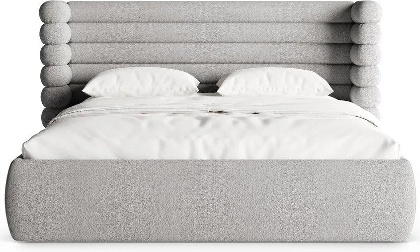 Letto matrimoniale imbottito grigio con contenitore con rete inclusa 200x200 cm Mount – Micadoni