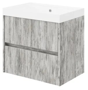 Mobile bagno sospeso con lavabo L 60 x H 51 x P 40 cm grigio antico in mdf cannettato 2 cassetti per vasca centrale Portofino