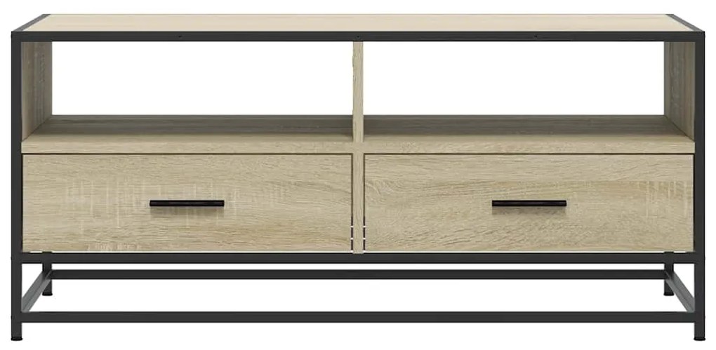 Tavolino rovere sonoma 100x50x45 cm legno multistrato e metallo