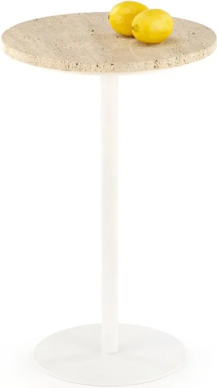 Tavolino da caffè Traverso S in travertino/bianco - ø35/h56 cm