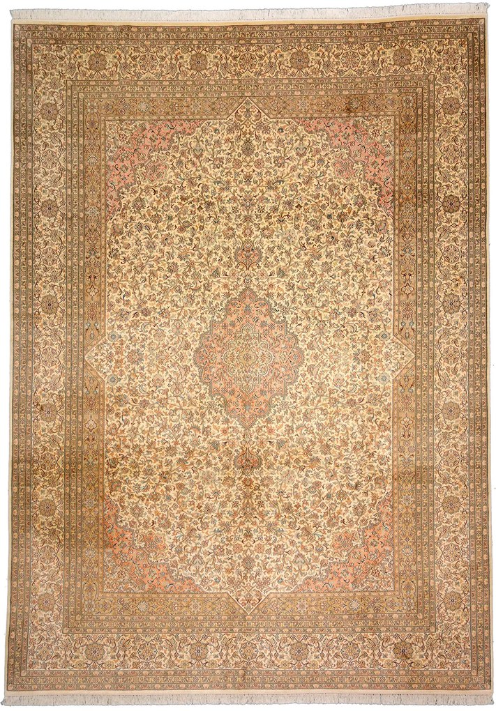 Cashmere Silk Tappeto 250x340 Beige (Indian) Annodato A Mano