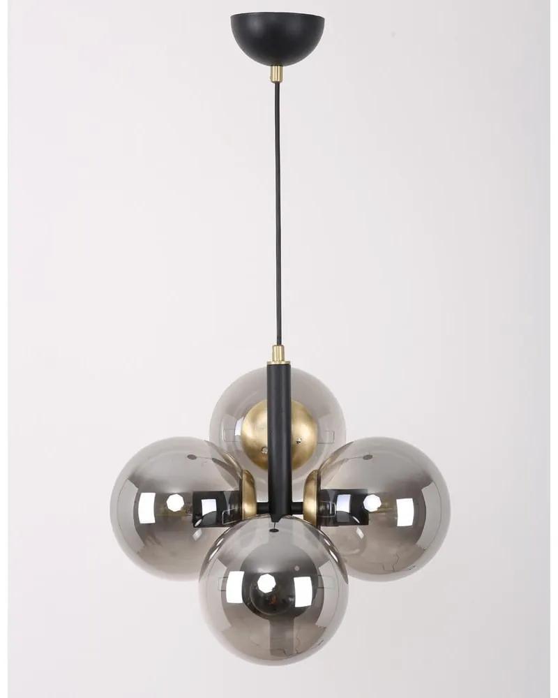 Lampada a sospensione grigio-nera con paralume in vetro ø 15 cm Forte - Squid Lighting