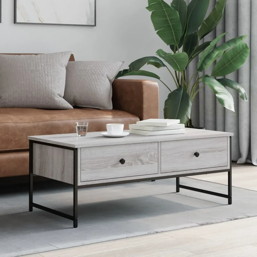 Tavolino salotto grigio sonoma 101x49x39,5 cm legno multistrato